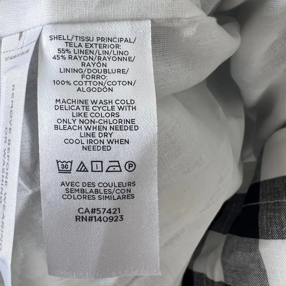 LOFT Black & White Gingham Button V-Neck Dress Size XL - Picture 5 of 9